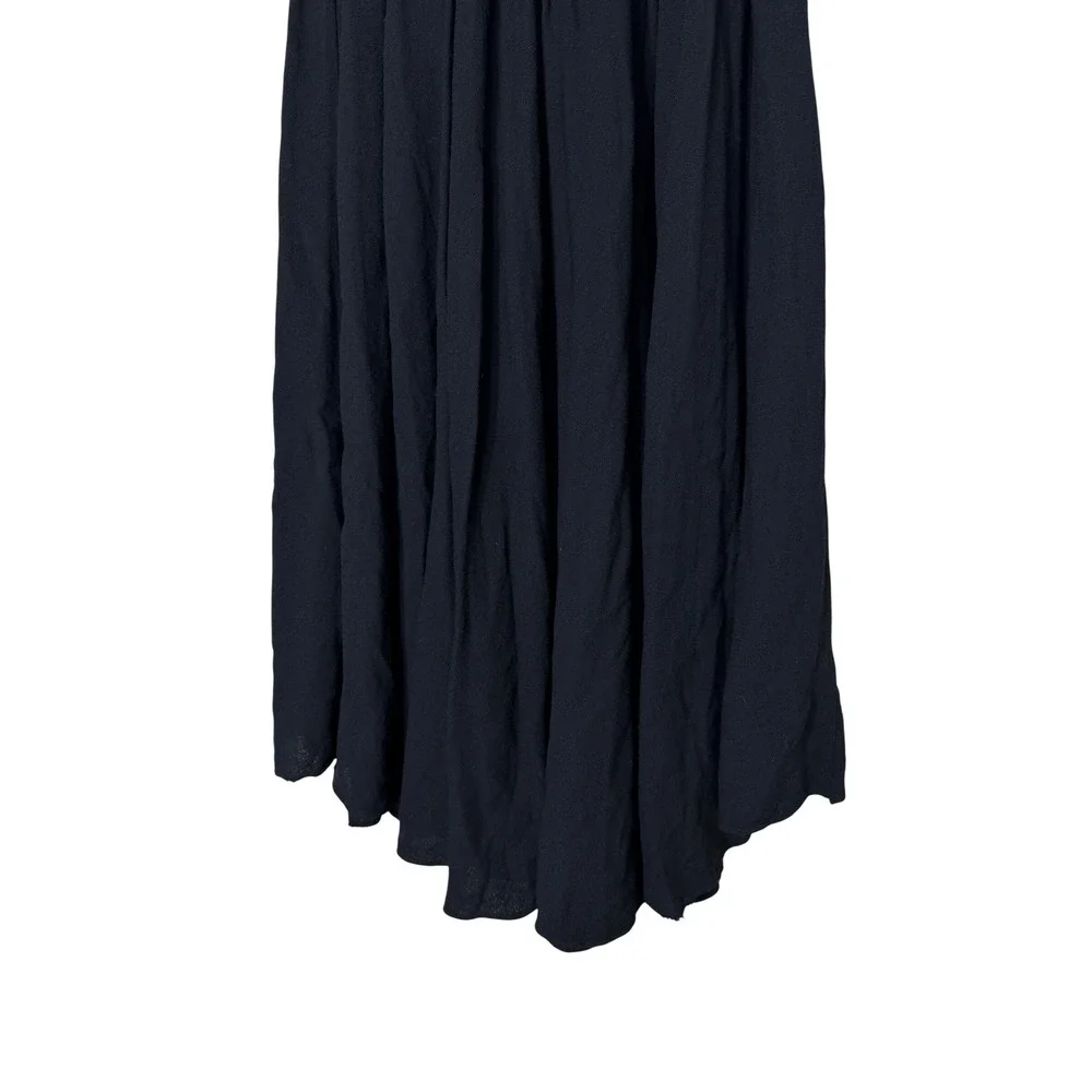 Vintage Anne Klein Black Crepe Midi Skirt High Waisted Raw Hem Size 8